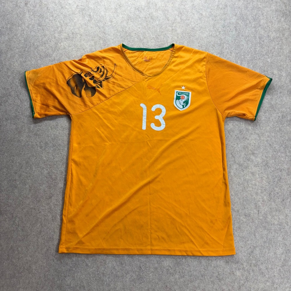 Puma Cote d'Ivoire 2010 World Cup Soccer Jersey Orange Ivory Coast Mens XL #13